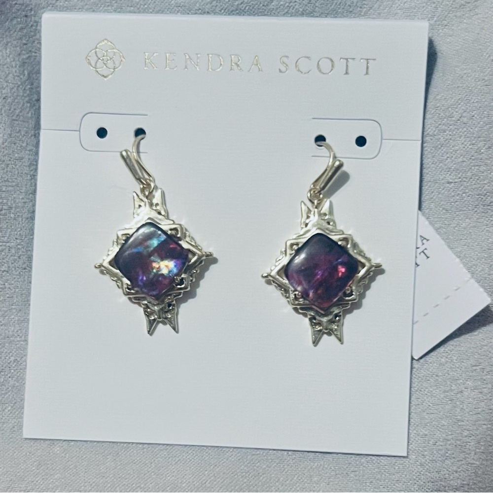Kendra Scott Silver Earrings with Iridescent Stones